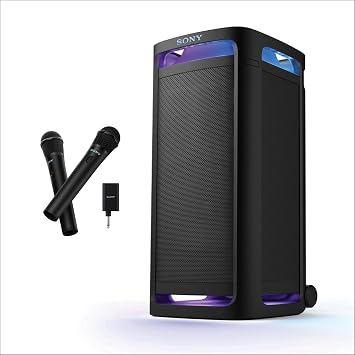 Sony ULT Tower 9 Bluetooth Karaoke Party Speaker with Powerful Bass, 360 Sound and Party Lights, 25 Hour Battery, and Convenient Carrying Handle and Wheels. SRSULT900+ULT MIC Wireless Microphone