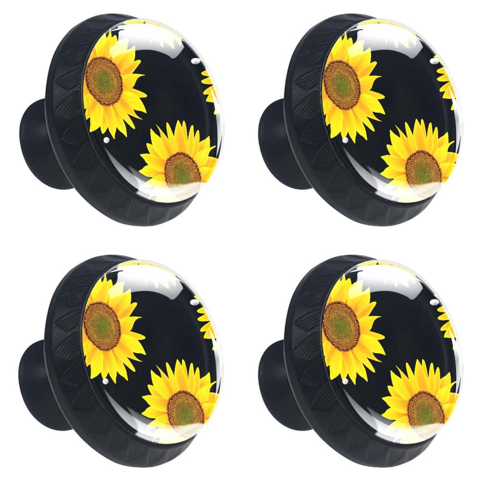 Boutons de tiroir tournesol lot de 4 poignées design multicolore