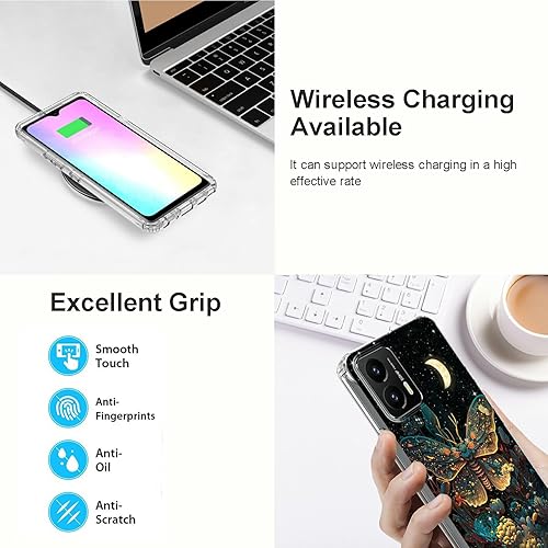 Miniatura 4 de Funda transparente para Motorola Moto G Stylus 5G 2023 con patrón de polilla de mariposa para mujeres y hombres, doble capa híbrida de poliuretano