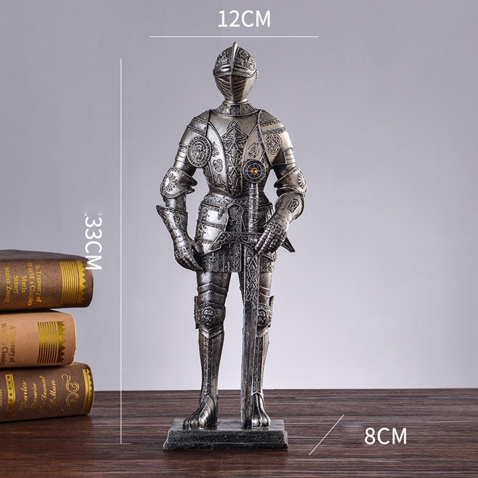 Zabawna statuetka artystyczna rzeźba - figurka na biurko, żywica żołnierz sztuka statuetka, europejski średniowieczny rycerz zbroja ozdoba rzeźba, dekoracja stołu żywa ozdoba na biurko do