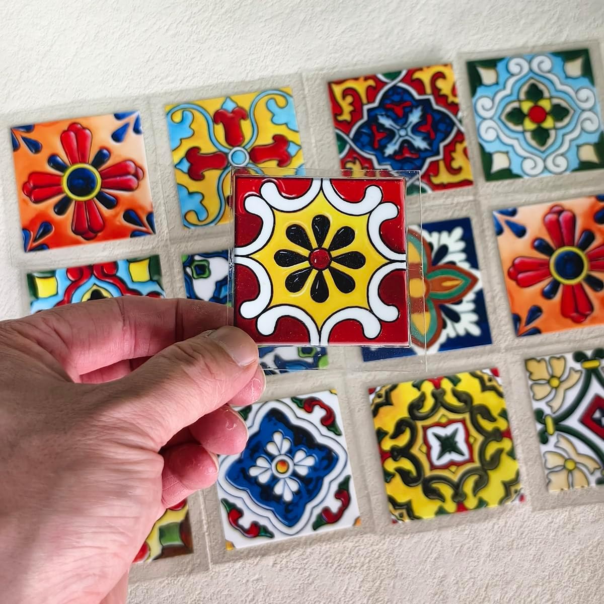 Heimerdinger Talavera Tile Stickers, Moroccan Style Decorative Wall Decor, Peel and Stick (Talavera 002, 2"x2")