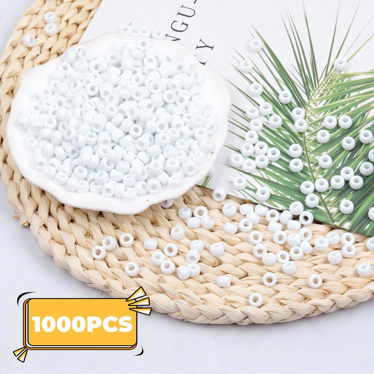 UCLEVER 1000pcs Pony Plastic Beads for Bracelet Making White Beads for Hair Braiding DIY Crafts, Kandi Jewelry - Image 4