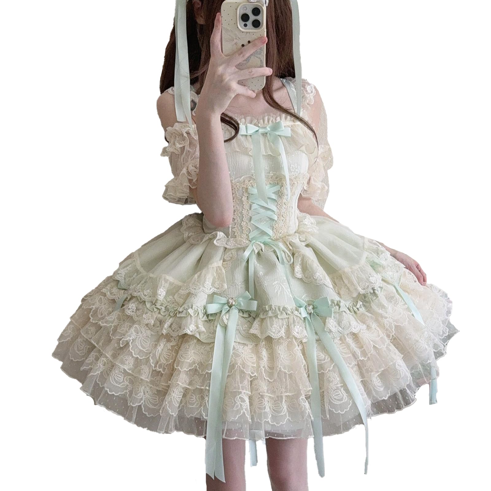 ヴィンテージANNA SUI　シルクキャミソールワンピ（薄緑）　ロリータさんにも 7112QDrOFCL.jpg