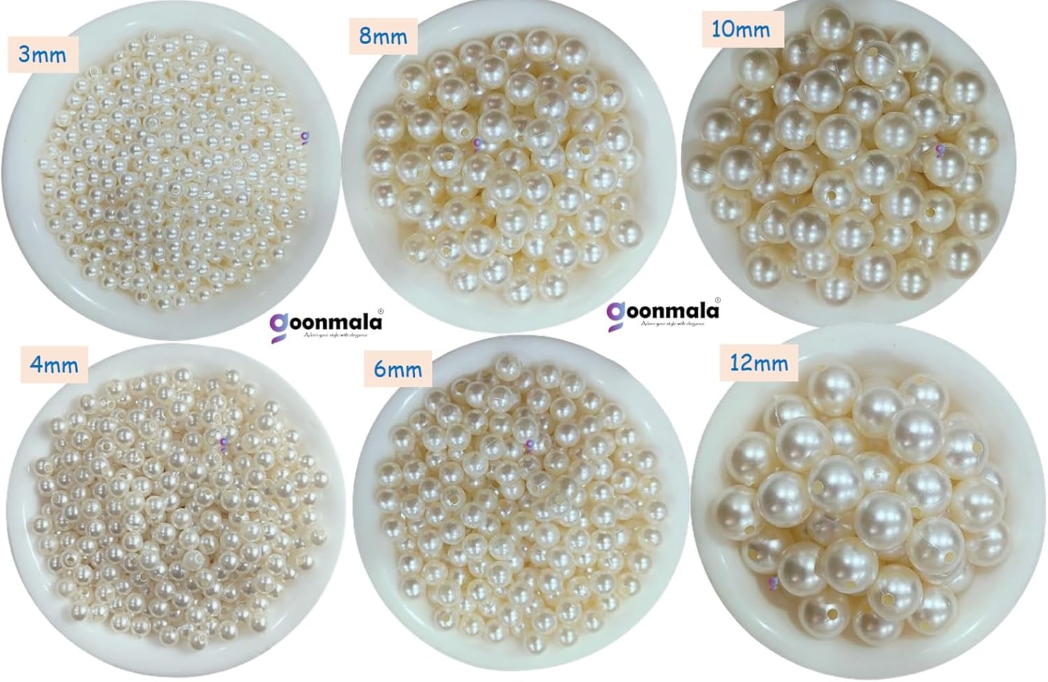 Goonmal Pearl Beads for Craft, jewllery, Embroidery 6 Shape