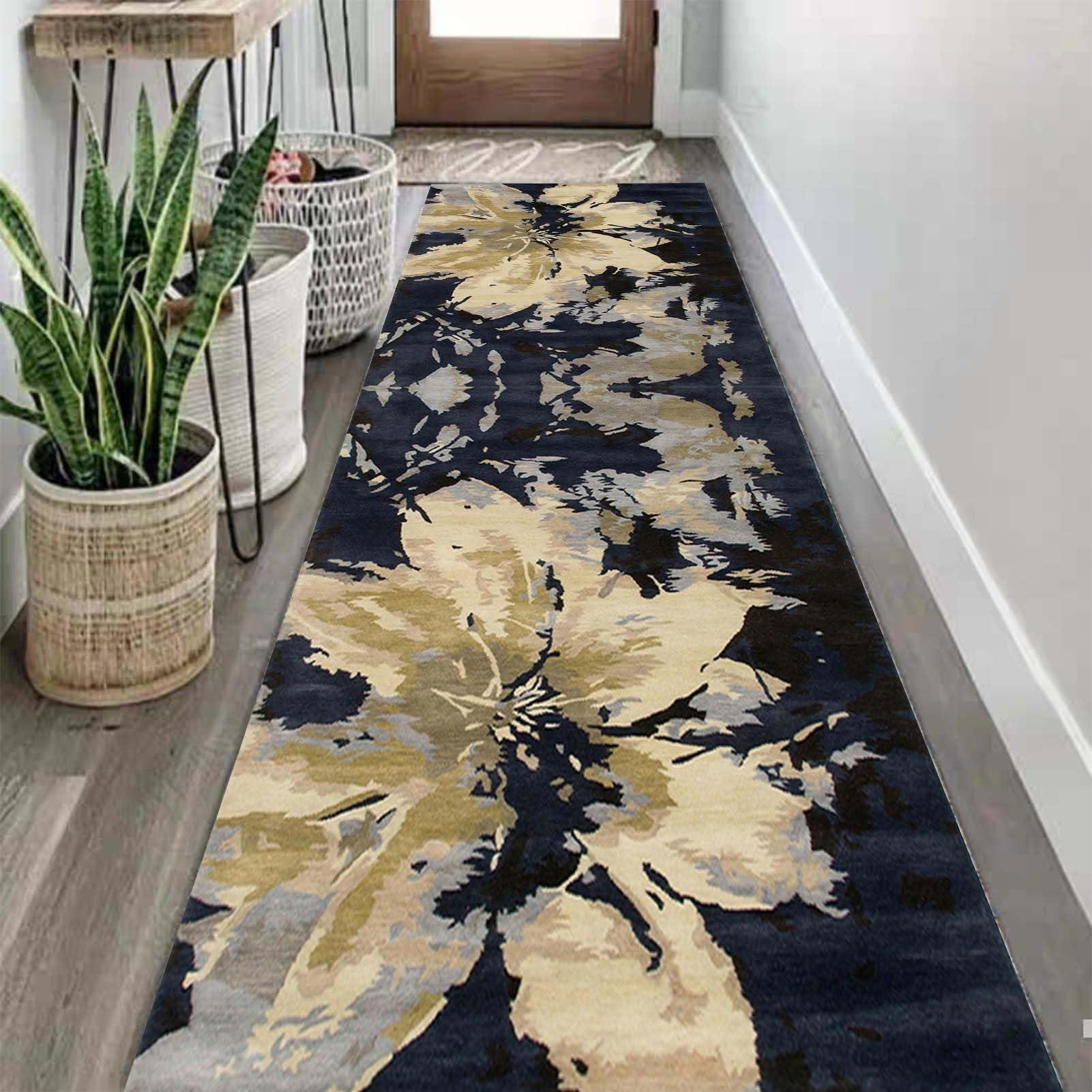 Tapis de couloir moderne lavable grand format 120x400 cm pour décoration salon et chambre