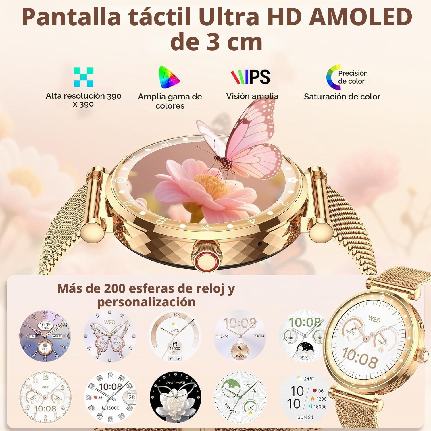 Reloj Inteligente Hombre,Smartwatch Mujer con Llamadas | Ciclo Menstrual/Monitor de Sueño/SpO2/Podómetro,110+ Modos Deportivos, IP68 Impermeable Reloj Deportivo, Android, iOS