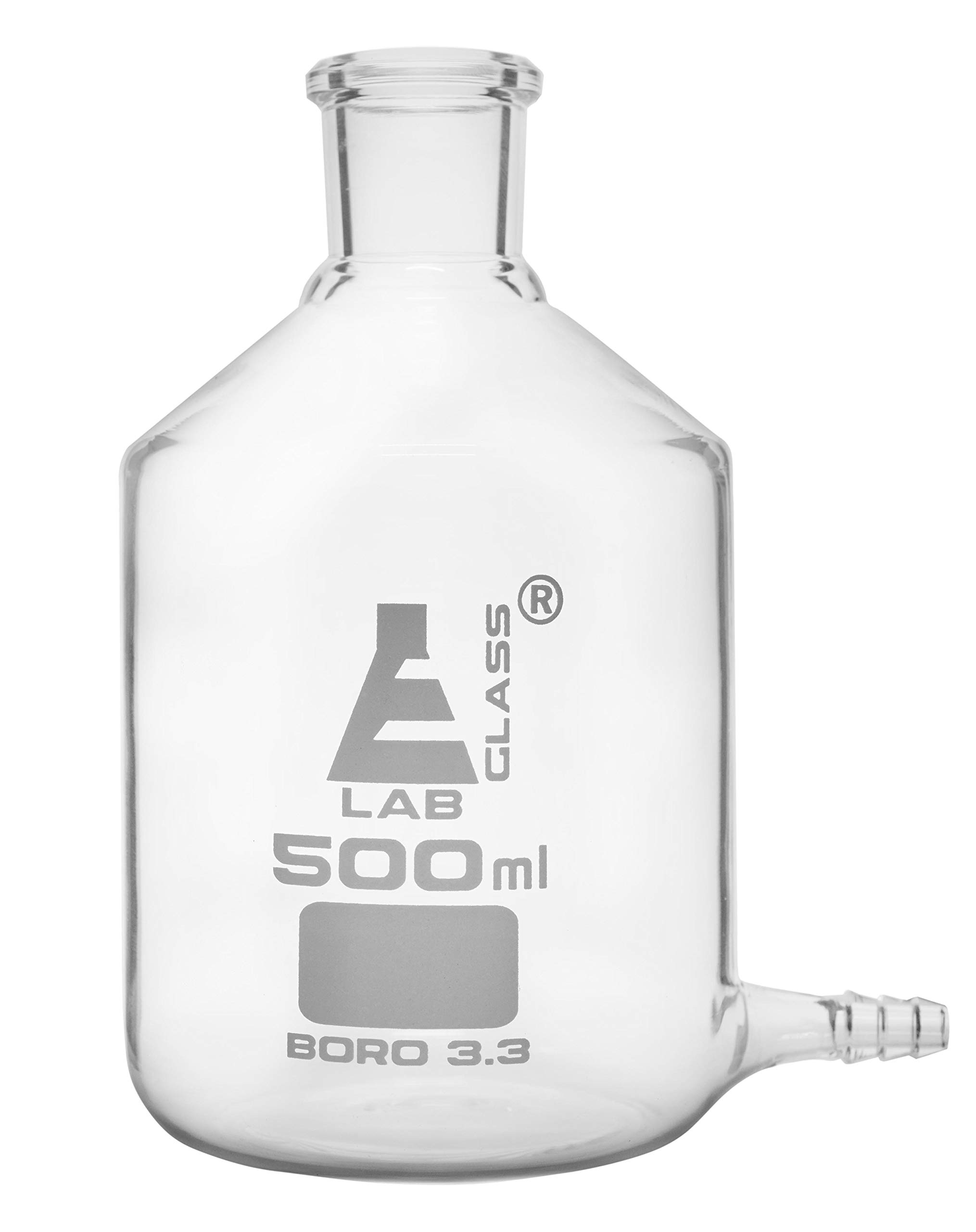 EISCO Aspirator Bottle, 500ml - with Outlet for Tubing - Borosilicate Glass