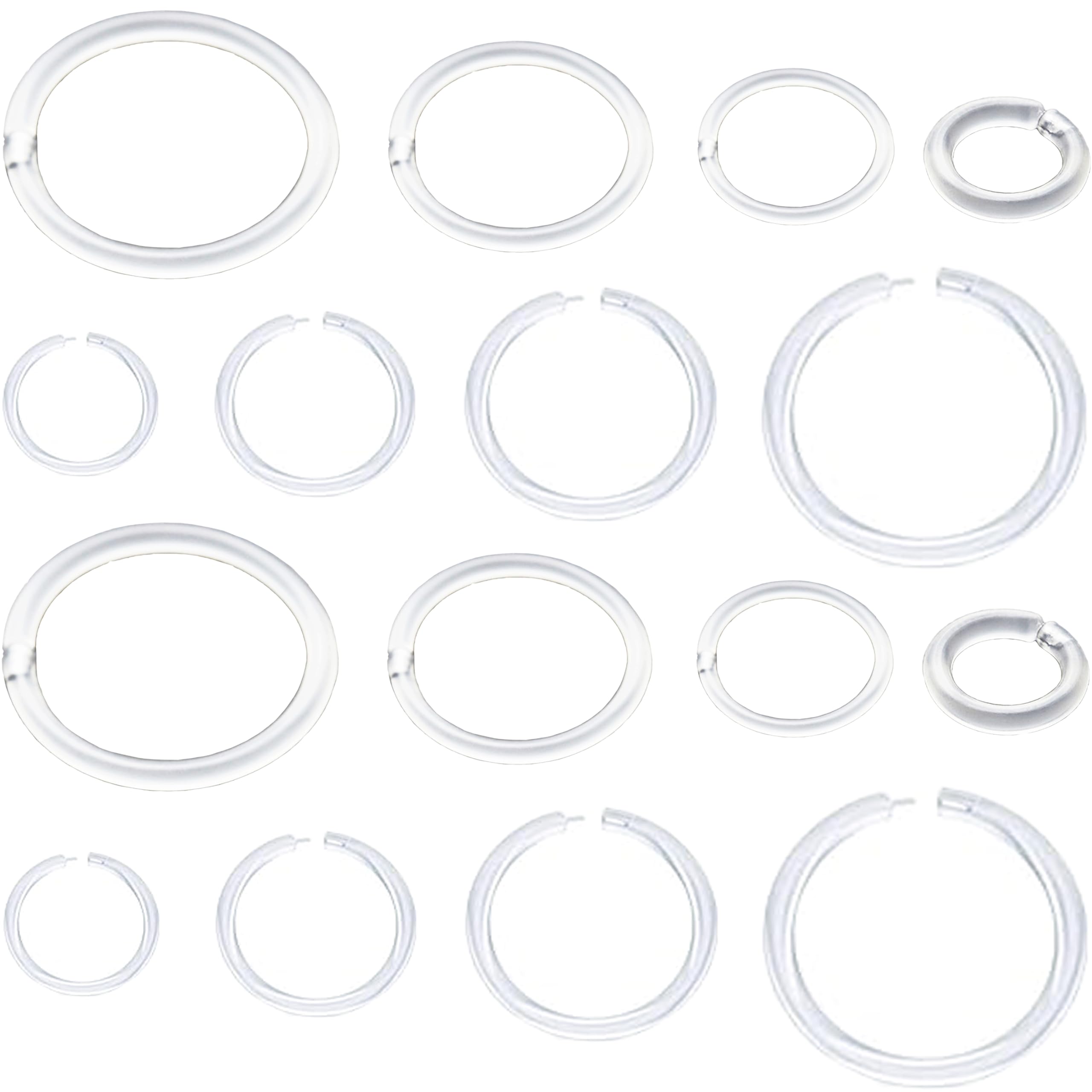 Melimarry Anti-Allergy Unisex Plastic Hoop Ear Retainers, 20-16 Gauge Clear Nose Rings, with Buckle, Comfortable and Hypoallergenic for Sensitive Ears