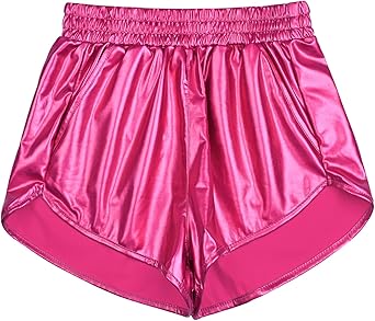 Perfashion Womens Metallic Shiny Shorts Sparkly Hot Yoga Outfit
