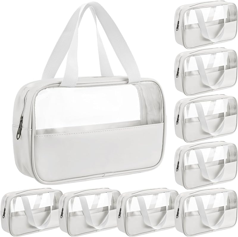 Buryeah Necessaire Translúcida para Maquiagem e Viagem, Branca, Pacote com 9