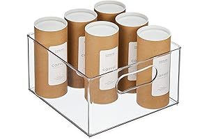 mDesign Deep Plastic Stackable Kitchen Storage Organizer Container Bin for Pantry, Cabinet,...