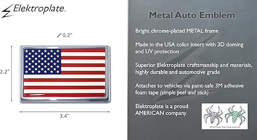 Miniatura 9 de Emblema de automóvil cromado con bandera americana grande