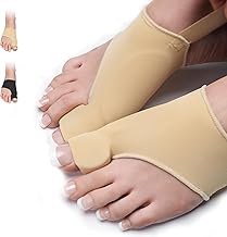 360 RELIEF Silicone Bunion Corrector with Gel Pads and Heel Strap – Big Toe Separator & Straightener for Comfort and Support – Reduces Pressure & Soreness – 1 Pair (Beige, Small) + Laundry Bag