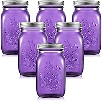 Vista 8 de Tessco - 6 tarros de vidrio de 16 onzas con tapas de boca regular para manualidades, decoración de flores, almacenamiento, conservas, conservas