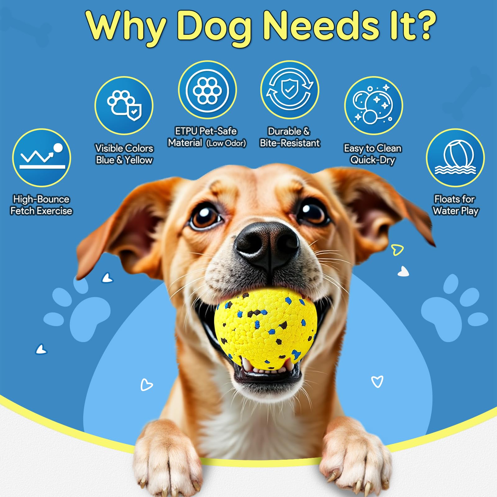 Kimee Balles de Tennis pour Chien - Jouets à mâcher pour Chiens - Jouets de Dentition durables - Jouets à Eau pour Chiens de Petite, Moyenne et Grande Taille (4 balles)