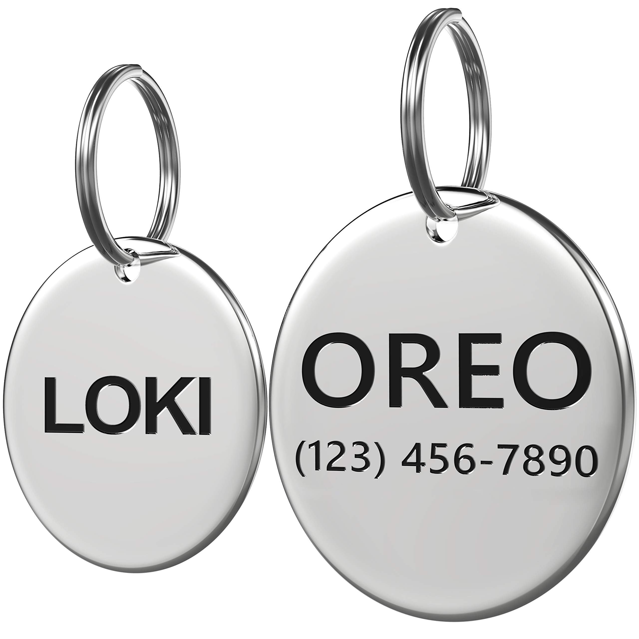 Stainless Steel Pet ID Tag Front and Back Custom for Dog Cat Personalized