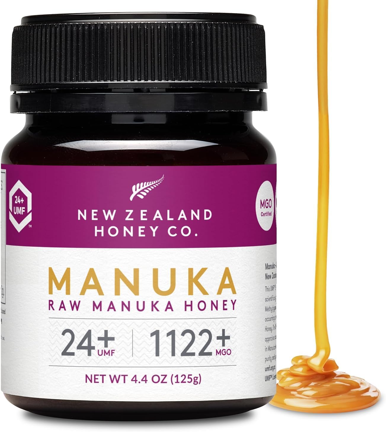 New Zealand Honey Co. Raw Manuka Honey UMF 24+ / MGO 1122+ | 4.4oz | 125g | Medical Grade Raw Honey