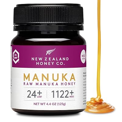 New Zealand Honey Co. Raw Manuka Honey UMF 24+ MGO 1122+ - 4.4oz Starter Size - Authentic New Zealand Sourced - Monofloral UMF Certified - 125g