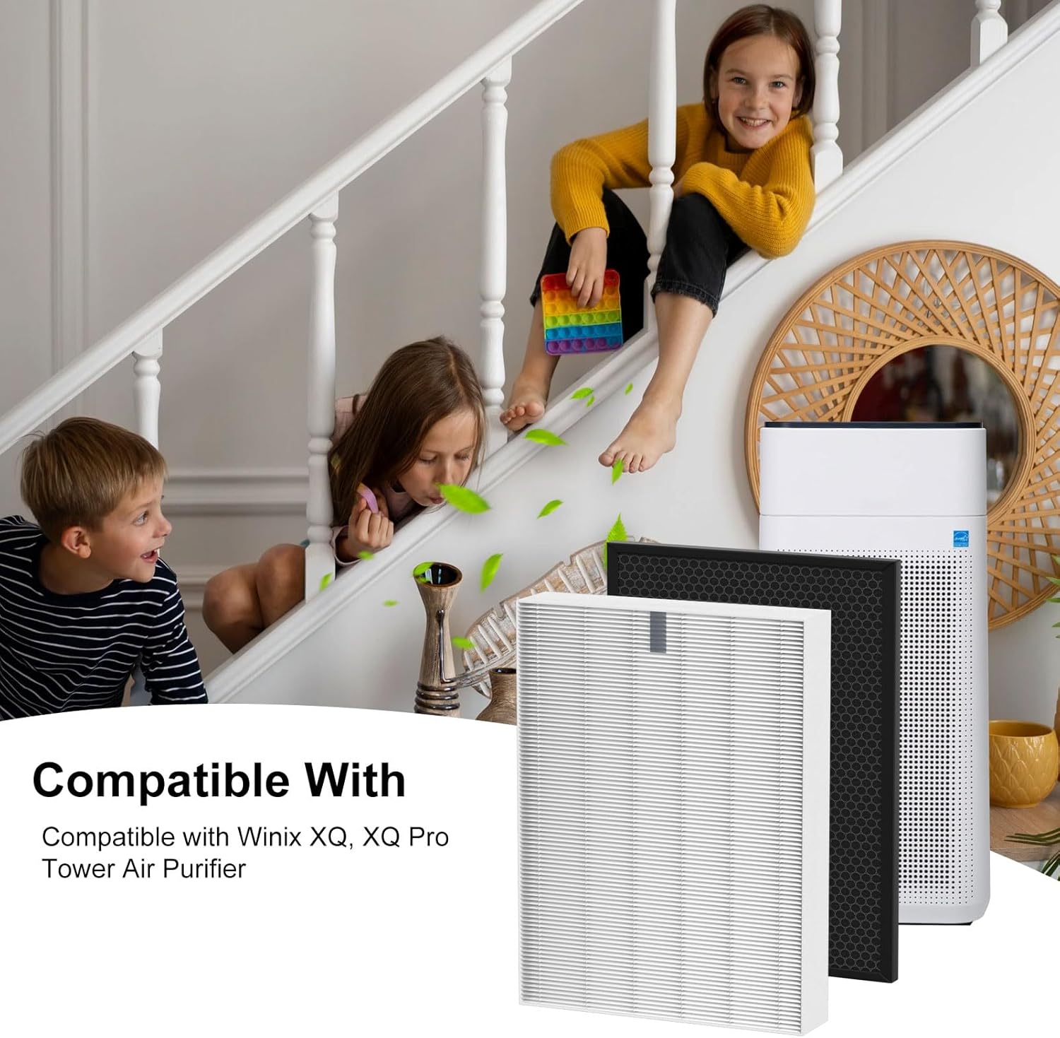 XQ True Replacement Filter X Compatible with Winix XQ, XQ Pro Tower Air Cleaner Purifier, 1712-0089-01-0101-02, 2 x True Filter & 2 x Activated Carbon Filters - Image 2