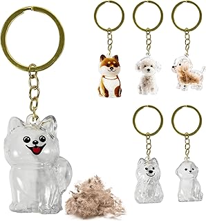 [Sediven] ペット 犬型収納ボックス 猫と犬の毛収納用 カプセルトイ ペンダント キーチェーン 透明ボトル ペットひげ・抜け毛収納 ペットメモリアルギフト カプセル型毛髪収納容器 遺毛入れ 思い出保存 メモリアルケース キーホルダー ギフト （D）