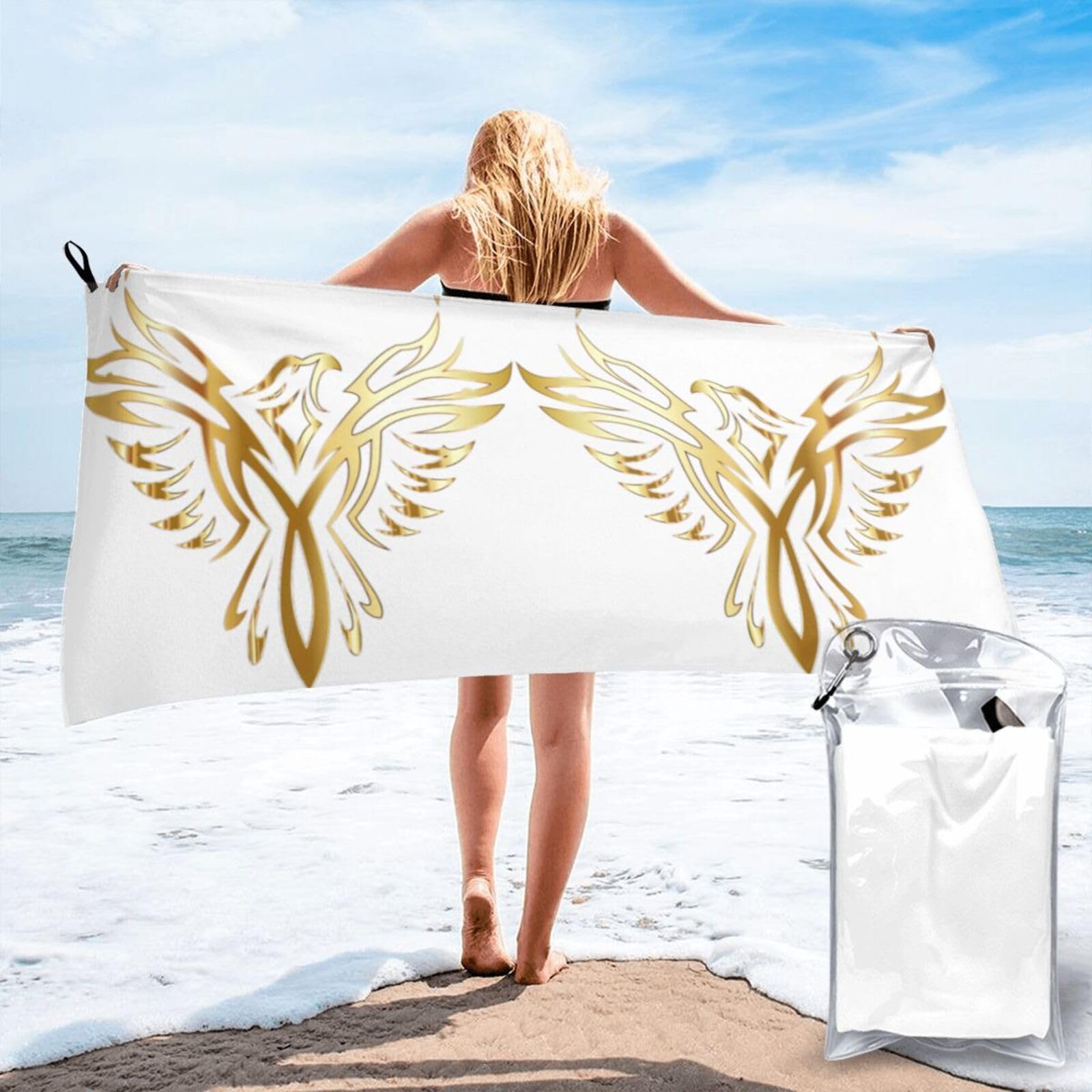 WYCZHY Phoenix Print Beach Towel Soft Quick Dry For Spa Pool Gym Vacation Travelers Women Men Adults Sauna Gift