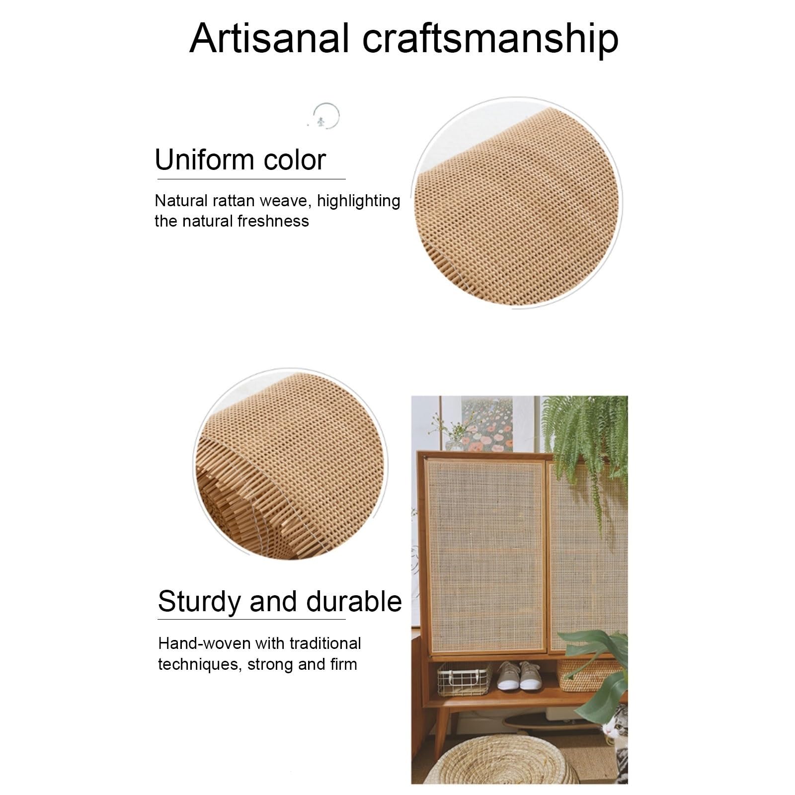 Ratan Rollo Mimbre 60 x 200 cm, Rejilla Mimbre, Mimbre Natural, Mimbre Rollo, Rattan, Rollo Ratan, Ratan Natural por Metros, Rollo de Mimbre para Muebles, Silla ratan Aparador Cabecero(40x300cm)