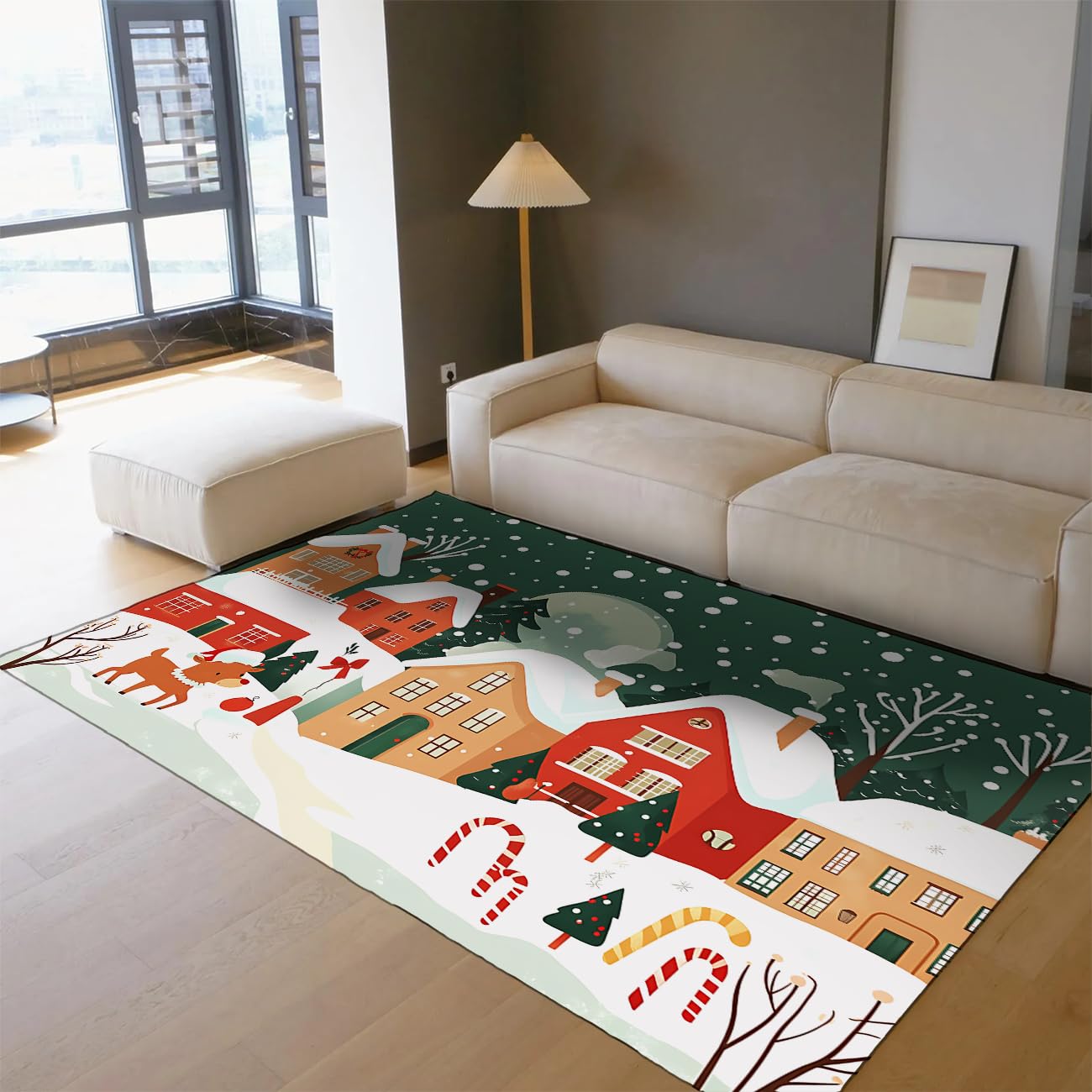 Tapis noël lavables et anti-glisse pour éviter les chutes au salon