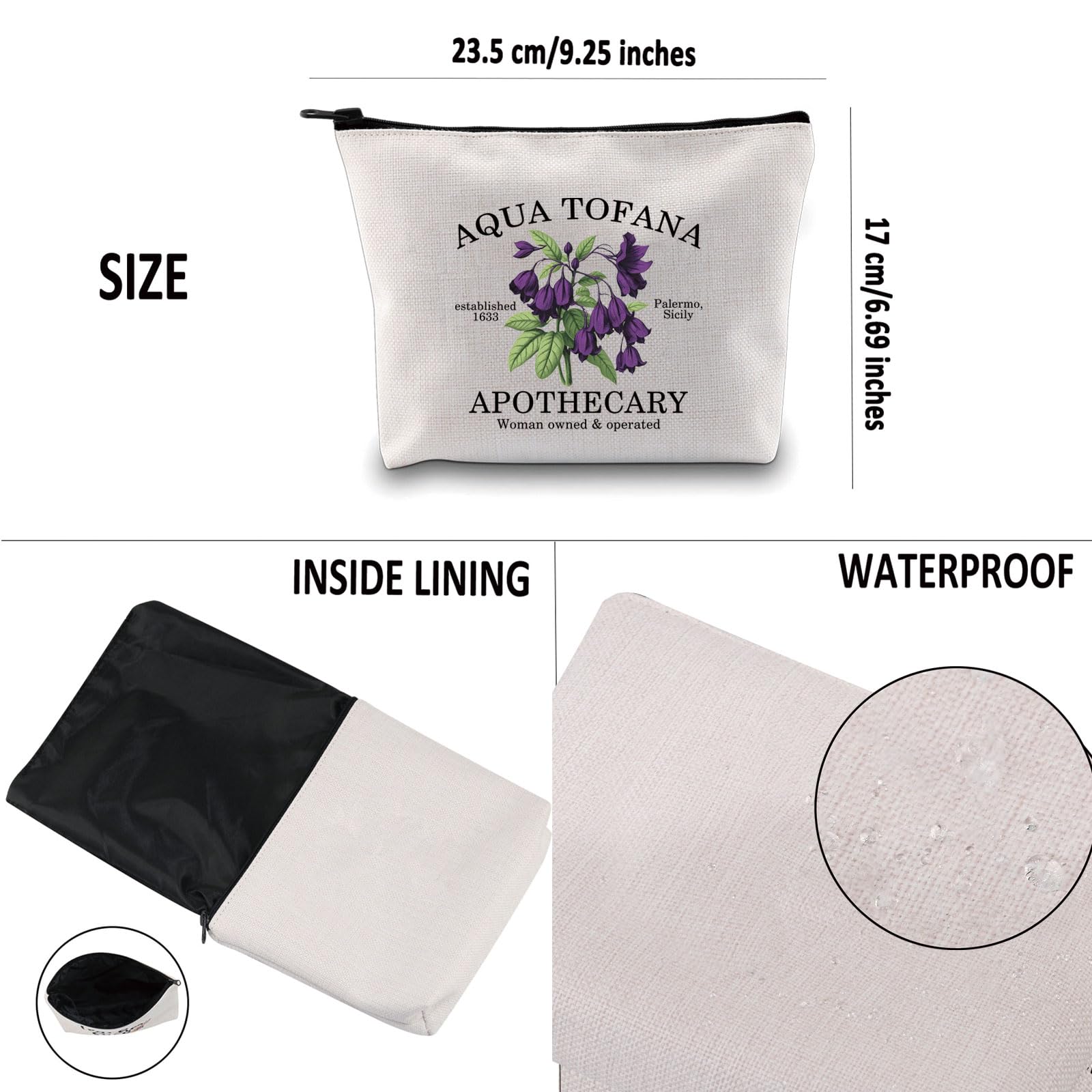 PYOUL Feminist Gift Aqua Tofana Apothecary Makeup Bag Reproductive Rights Cosmetic Bag Empower Women Gift (Aqua Tofana Bag) - Image 3