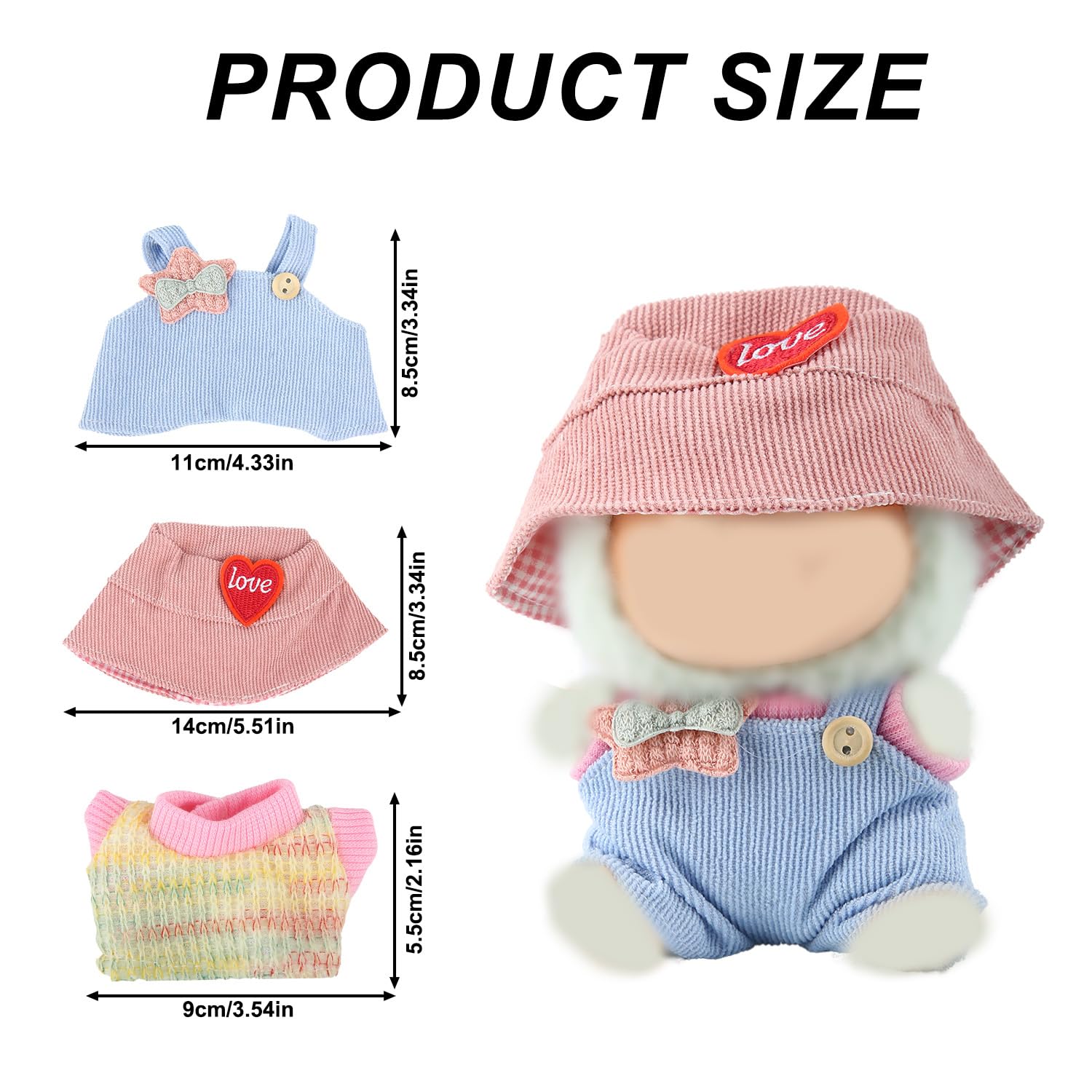 Süßes Puppen-Outfit Set Für 17cm Puppen - Gelber Overall Mit Mütze | Kawaii Anziehzubehör