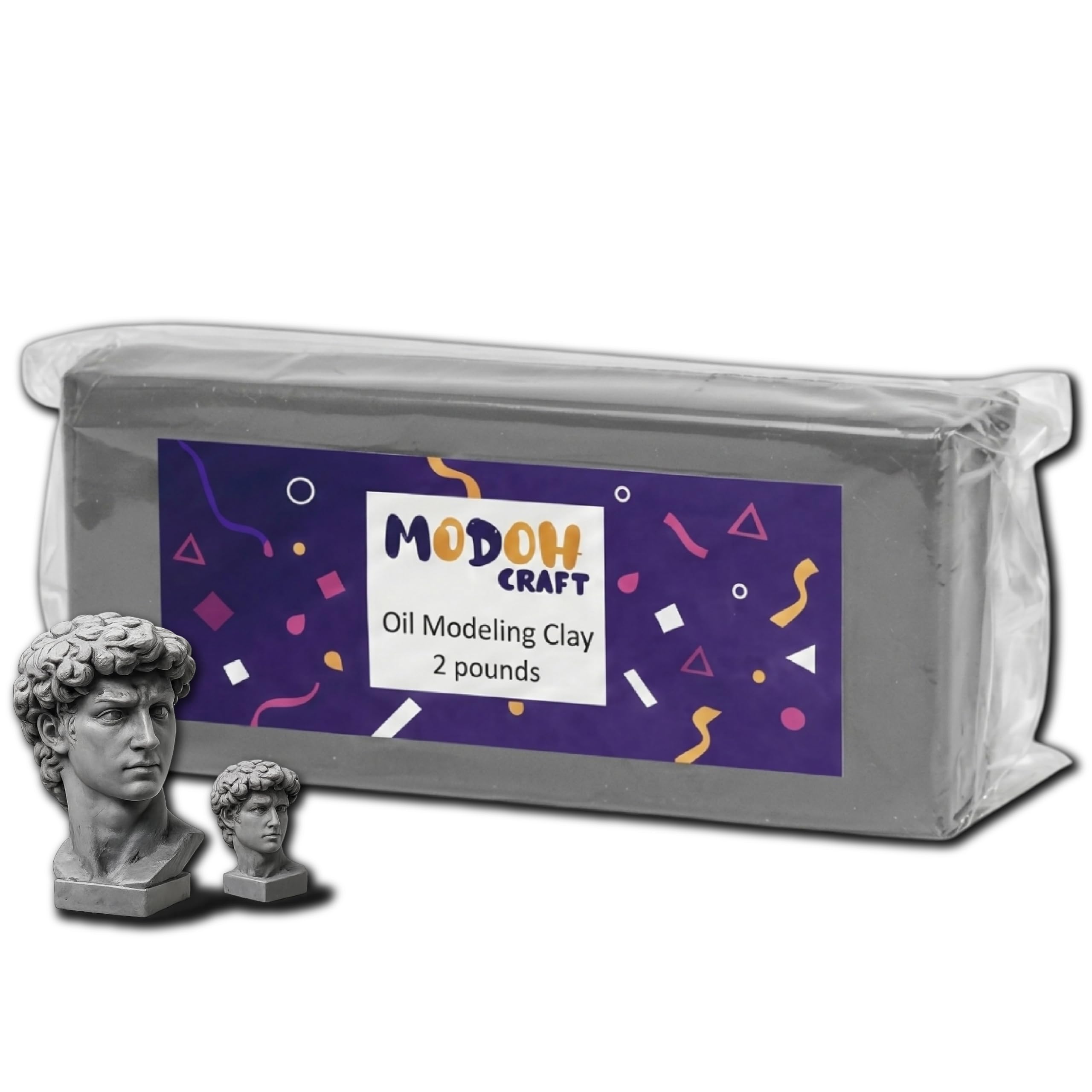 Arcilla de modelado a base de aceite de plastilina, arcilla reutilizable no endurecida, no tóxica, sin hornear, base de aceite profesional, arcilla para esculpir sin azufre (gris, 2 libras)