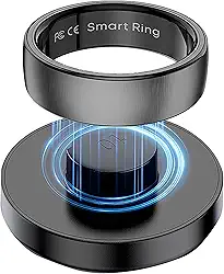 Smart Ring, rastreador de saúde, frequência cardíaca, rastreador de sono, pedômetro, atividade física, estojo de carregamento sem fio incluído, anéis inteligentes à prova d'água para mulheres