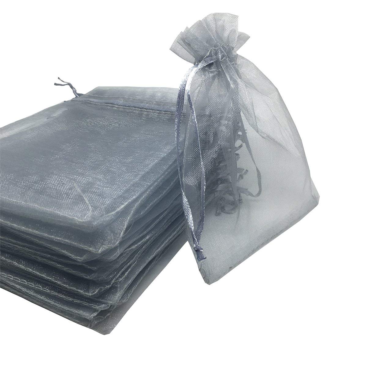 ANSLEY SHOP 50PCS 8x12 Inches Organza Gift Bags with Drawstring Gift Packaging Big Bags (Gray)