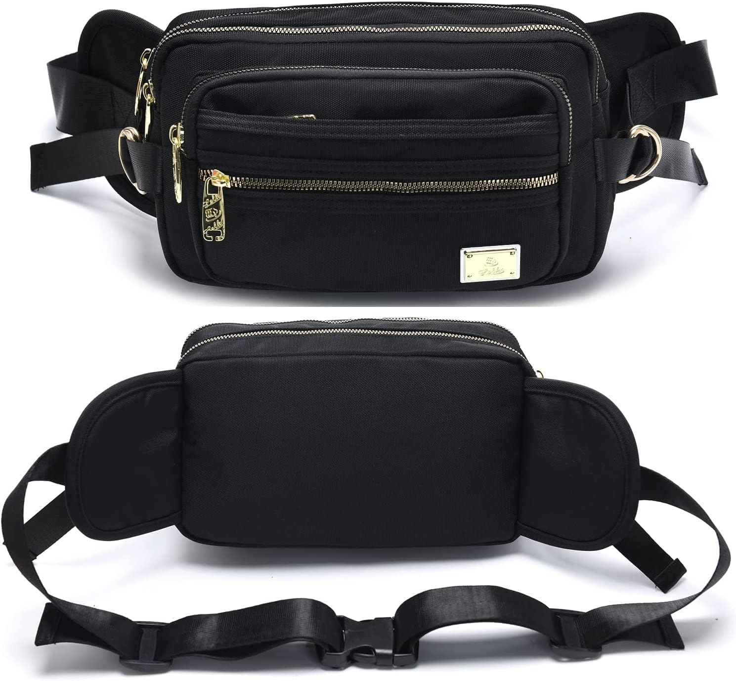 Men's Multi-functional Waist Pack Waist Bag Fanny Bag for Hiking Camping,Travel and other Outdoor Activities (Black)