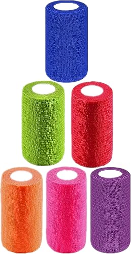 Miniatura 21 de 6 Pack 2" x 5 Yards Self Adhesive Bandage Wrap Breathable Cohesive Vet Wrap for Pets, Elastic Self-Adherent Tape for Sports, Wrist, Ankle (Blue)