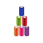 Transun Moo 6 Pack 4 x 5 Yards Self Adhesive Bandage Wrap Breathable Cohesive Vet Wrap for Pets, Elastic Self-Adherent Tape for Sports, Wrist, Ankle (Mixed Colors)