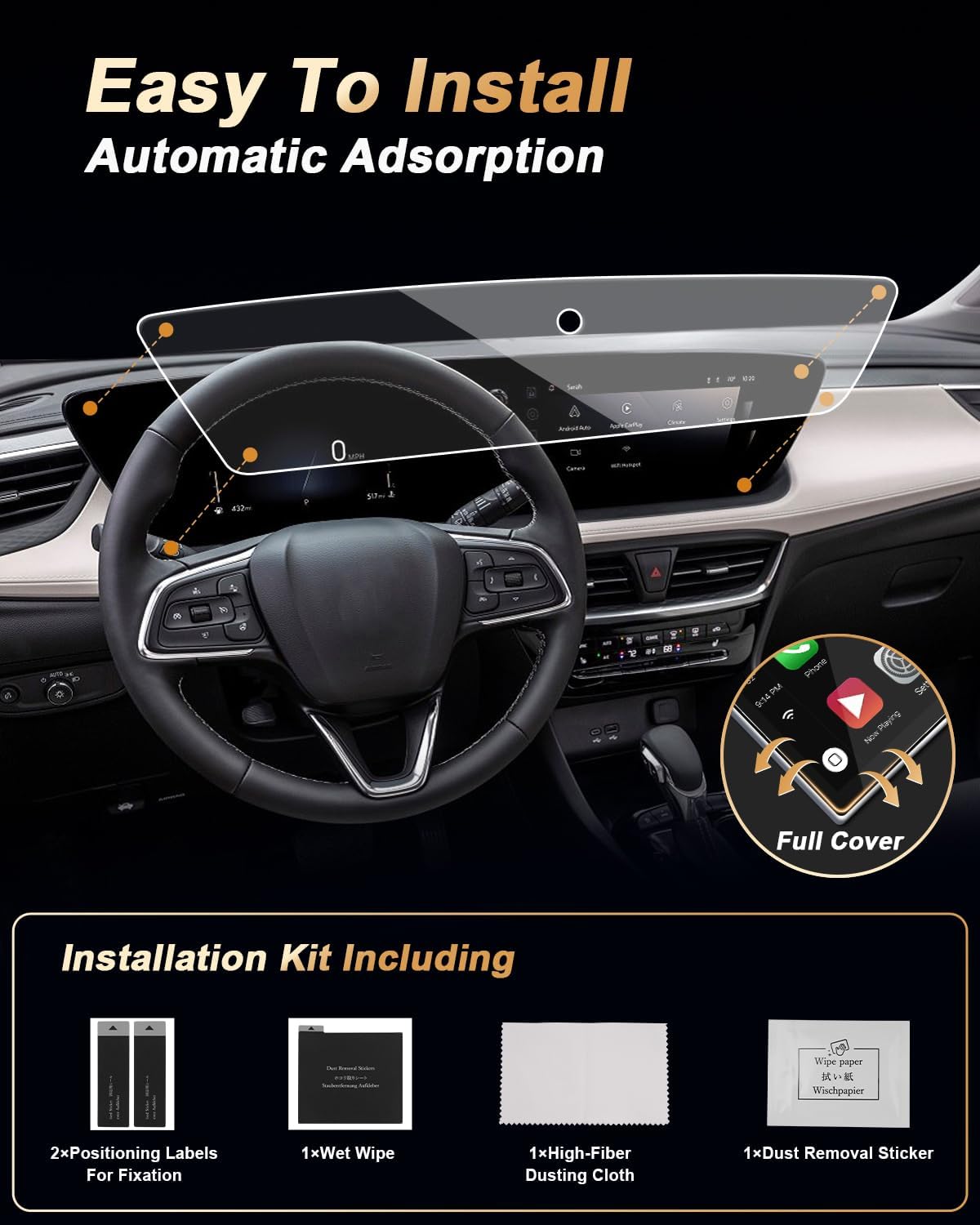 Screen Protector For 2024-2026 Buick Encore GX/Envista 11-Inch Navi+8-Inch Dash Screen Protector - 2 Pcs Nano Film For 2024-2026 Encore GX/2024-2026 Envista(Preferred/Sport Touring/Avenir) Accessories