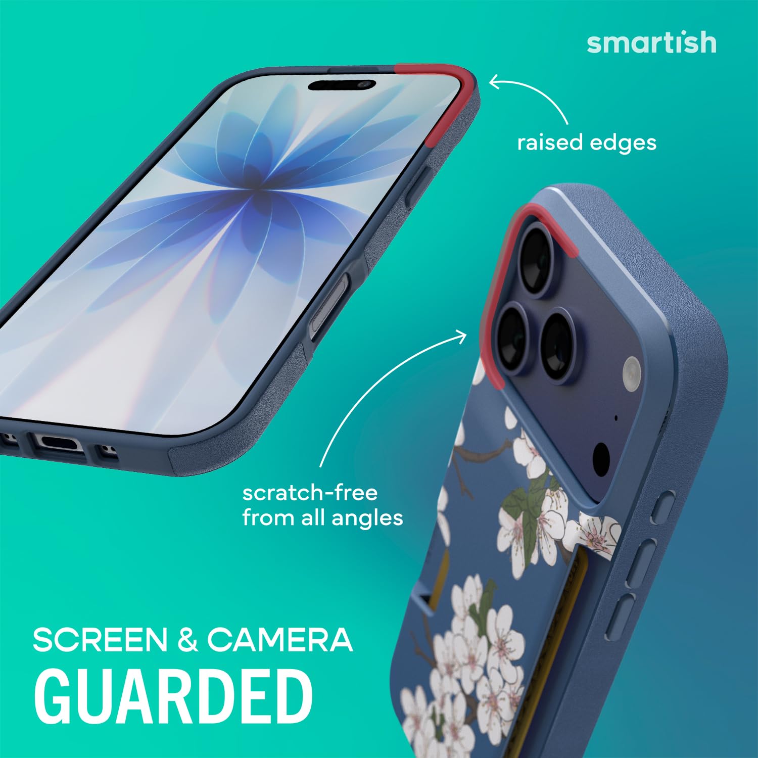 Smartish Etui portfelowe na iPhone'a 17 Pro - Wallet Slayer Vol. 1 [smukłe + ochronne] Etui na karty kredytowe - Testowane upadek z klapką ukryte etui na karty do Apple iPhone 17 Pro - bardzo kwiat