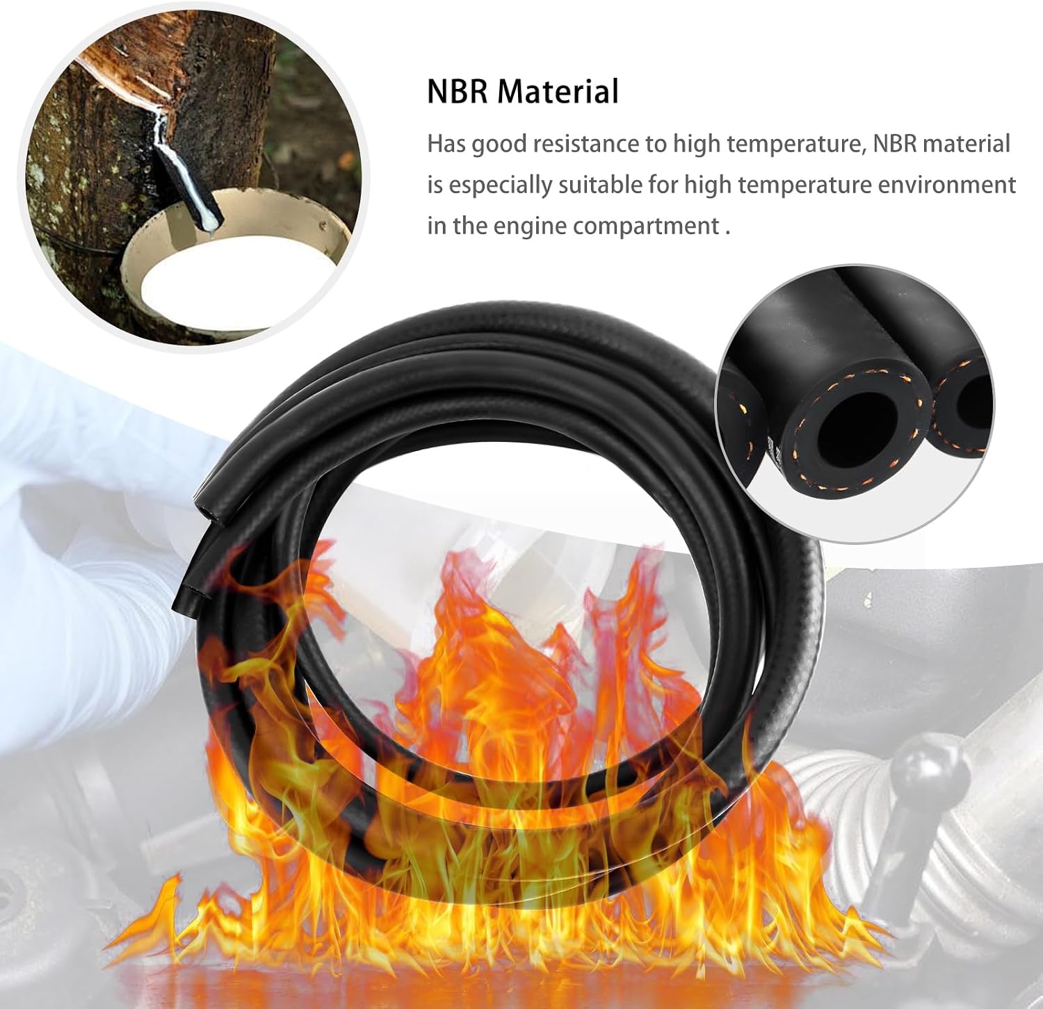 5PCS Fuel Line Hose Kit,NBR Fuel Hose Include 3/16" 5/16" 3/8" 1/2" 1/4" Gas Line Hose 3.28Ft Each with 20PCS Clamps for Automotive Fuel System,Universal Car Accessories Gas Hose