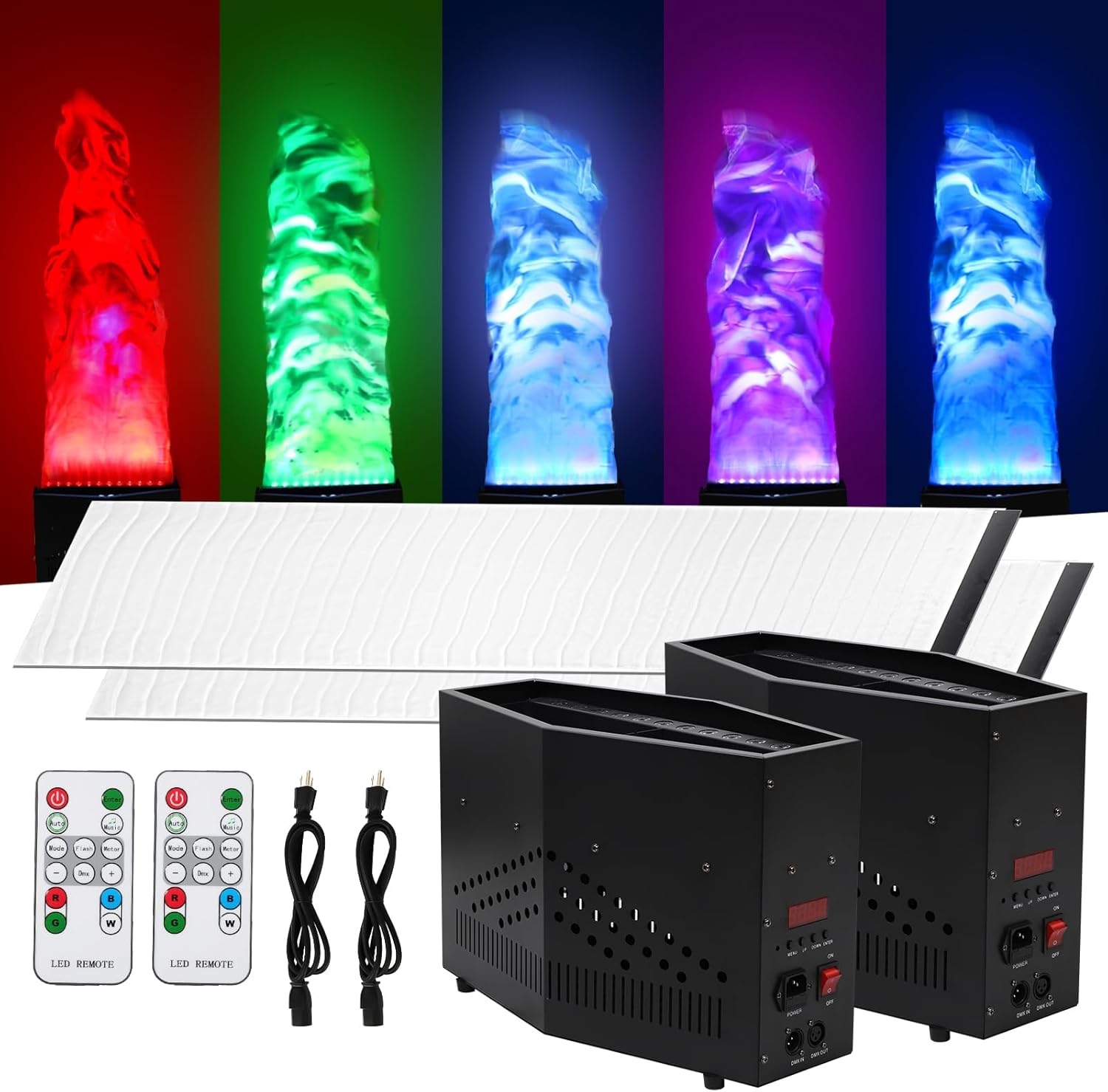 2PCS RGB Fake Fire Flame Light with 36 LED Light 5ft Artificial Simulated Flames Lamp Atmosphere Effect for Stage Halloween DJ Party Lighting Nightclub Campfire Party Special Holiday