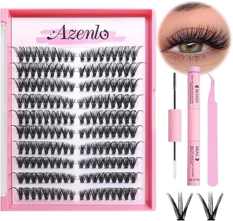 Azenlo Kit de Cílios Postiços em Tufo C Curvatura Mista de 10 a 16 mm, 120 Unidades