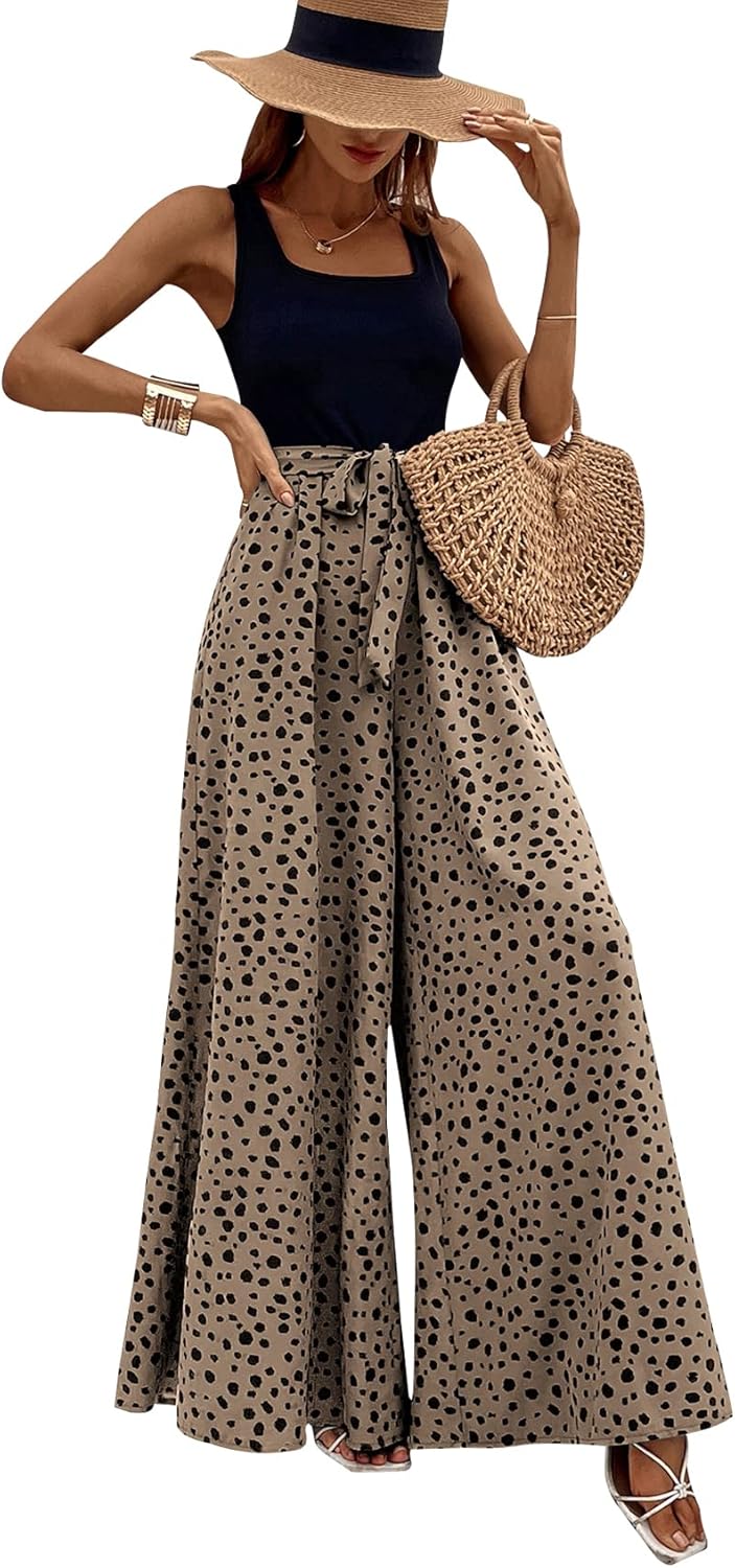 Yajedo Women's Jumpsuits Dressy Casual Summer Loose Wide Leg Tank Top Jumpsuit with Belt - Image 4