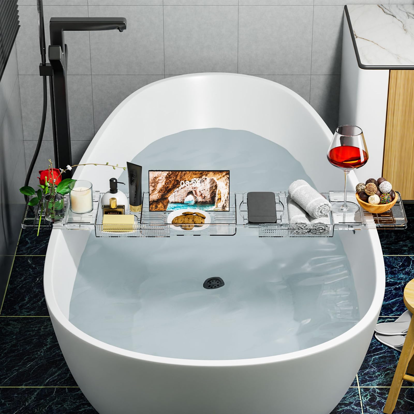 Luxury Bathtub Tray - Expandable Bath Shelf -8 Luxury Bathtub Tray - Expandable Bath Shelf -8