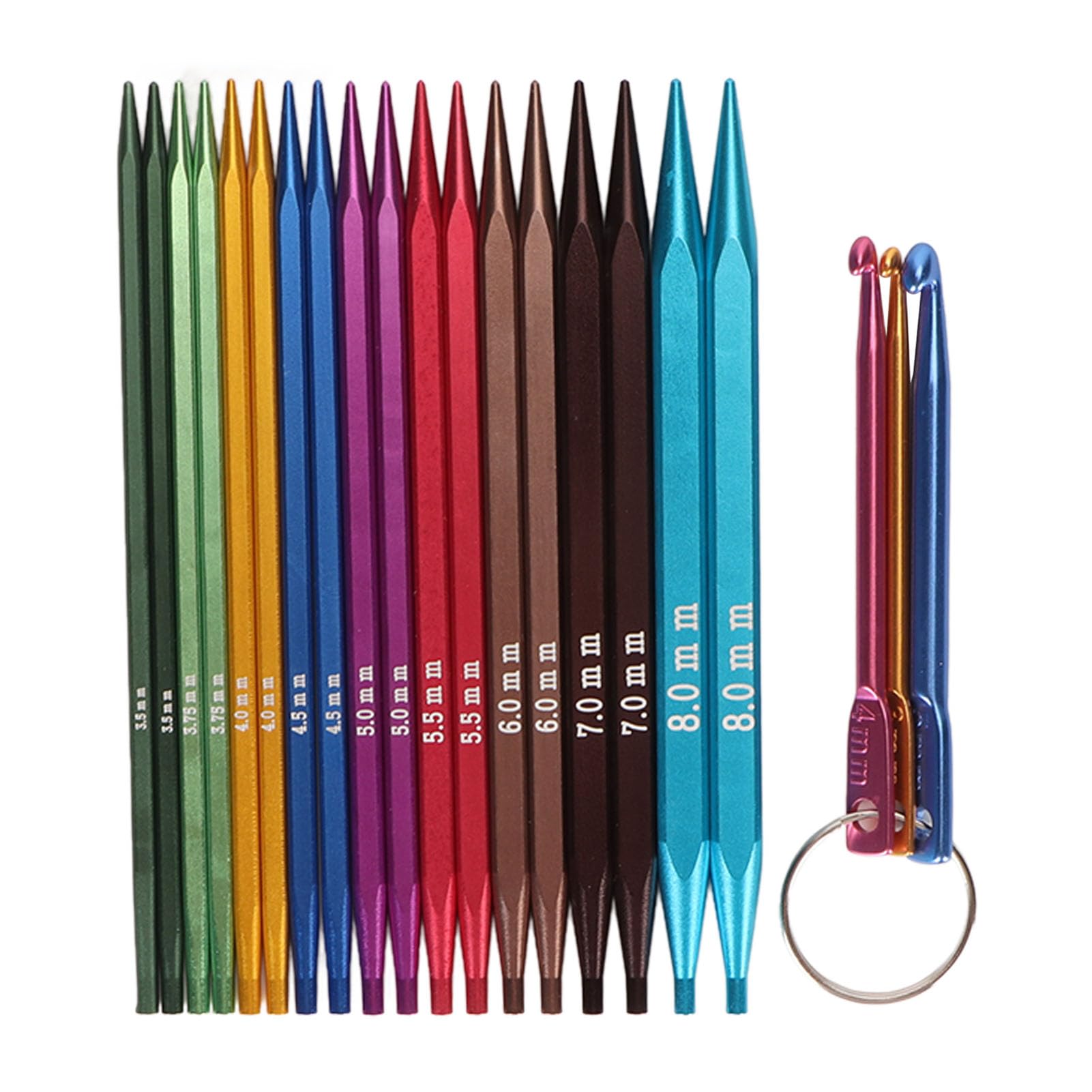 SustVita Aluminium-Stricknadeln mit ergonomischem Design für lange Stricksitzungen, komplettes austauschbares Rundstricknadel-Set mit Zubehör und PU-Tasche