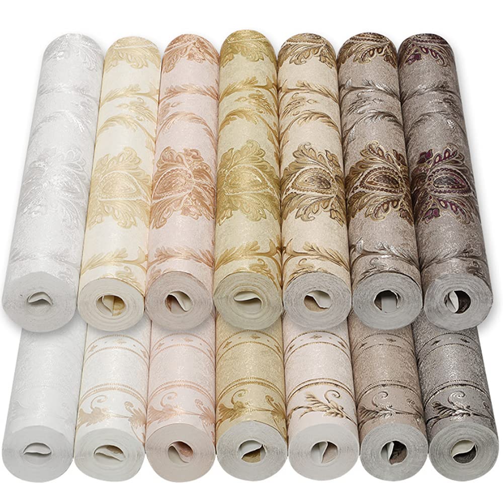 European Style PVC Wallpaper AB Damask Flower 3D Carving Craft Bedroom Living Room Sofa TV Background Wall Shop Decoration Clothing Store Restaurant Hotel 1.73'W x 32.8'L Non-Pasted (Dark brown B) - Image 4