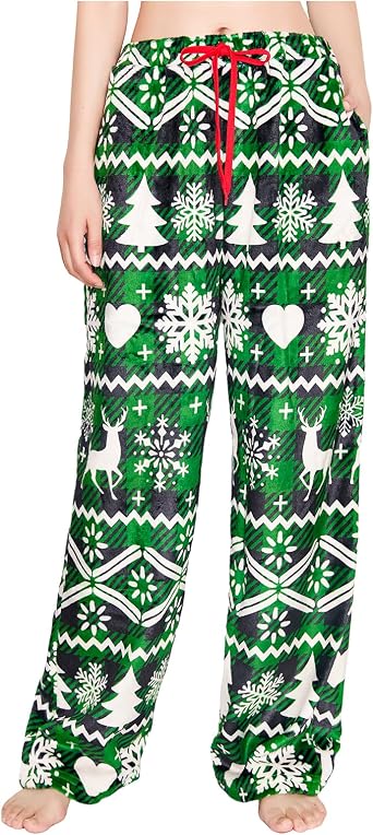 OLAOLA Mens Womens Comfy Pajama Pants with Drawstring & Pockets, Soft Fleece Lounge Bottoms Cozy Sleepwear