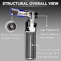 Vista 6 de Paquete de 3 Encendedores Soplete de Butano Llama de Chorro Grande Recargable Portátil Soplete de Butano Ajustable Mini Soplete para Camping