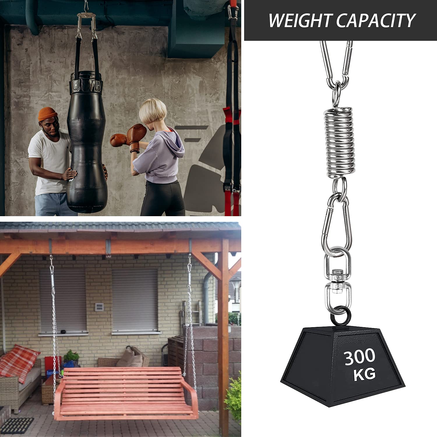 Kit Sospensione A Molla WAREMAID - Gancio 360&deg; Per Amache E Altalene, Portata 226kg