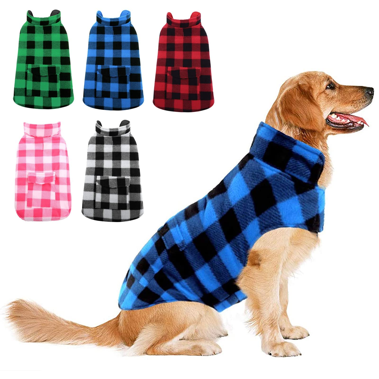 ASENKU Cappotto Cane Impermeabili Invernale, Cappottino Cane Reversibile Antivento Freddo, Calda Giacca per Cani Taglia Grande, Gilet per Cani con Fodera in Lana Protegge Dal Freddo 2XL