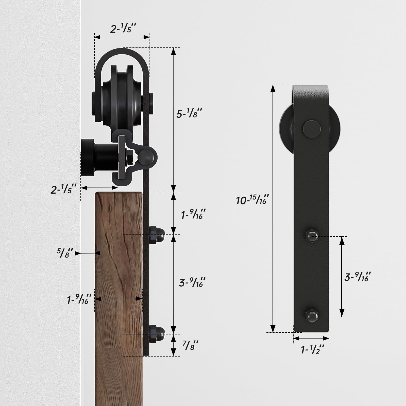 7.5 FT Sliding Barn Door Hardware Kit - Includes Handle, Pull, Hook & Guide