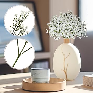 10 Pcs White Artificial Gypsophila, Baby Breath Fake Flowers for Wedding Bouquet Decor, DIY Centrepieces and Party Arrangements